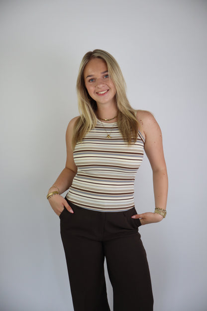 Striped Tank Top Beige
