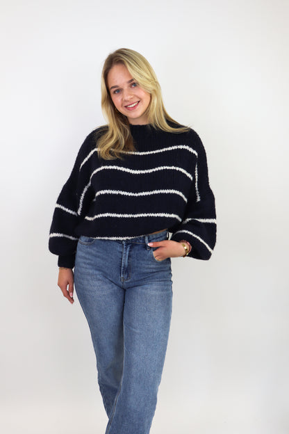 Ella Striped Sweater Navy