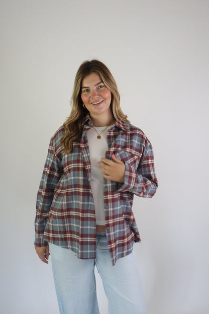 Ruitjes Blouse Ambika Bordeaux