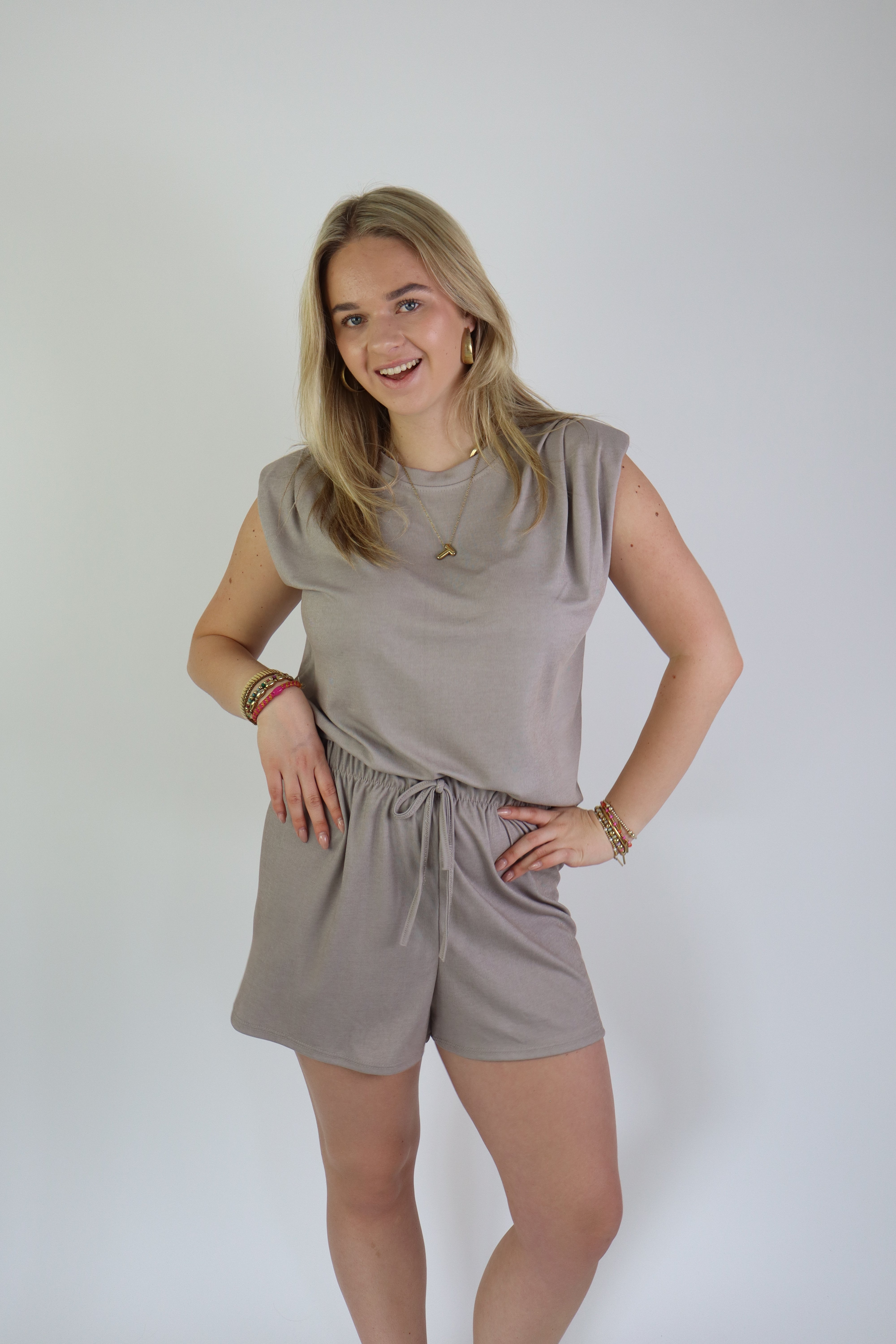 Noëlle Two Piece Set Short Taupe