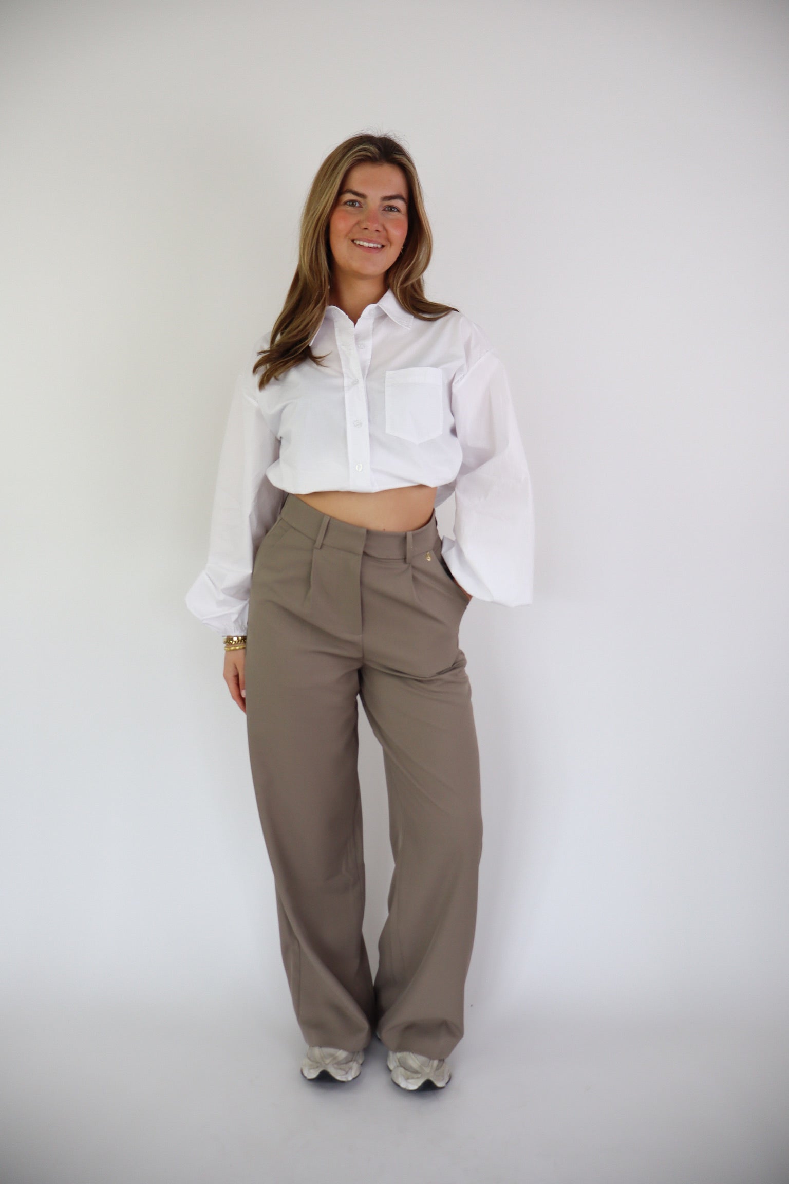 Bowie Wide Leg Pantalon Taupe
