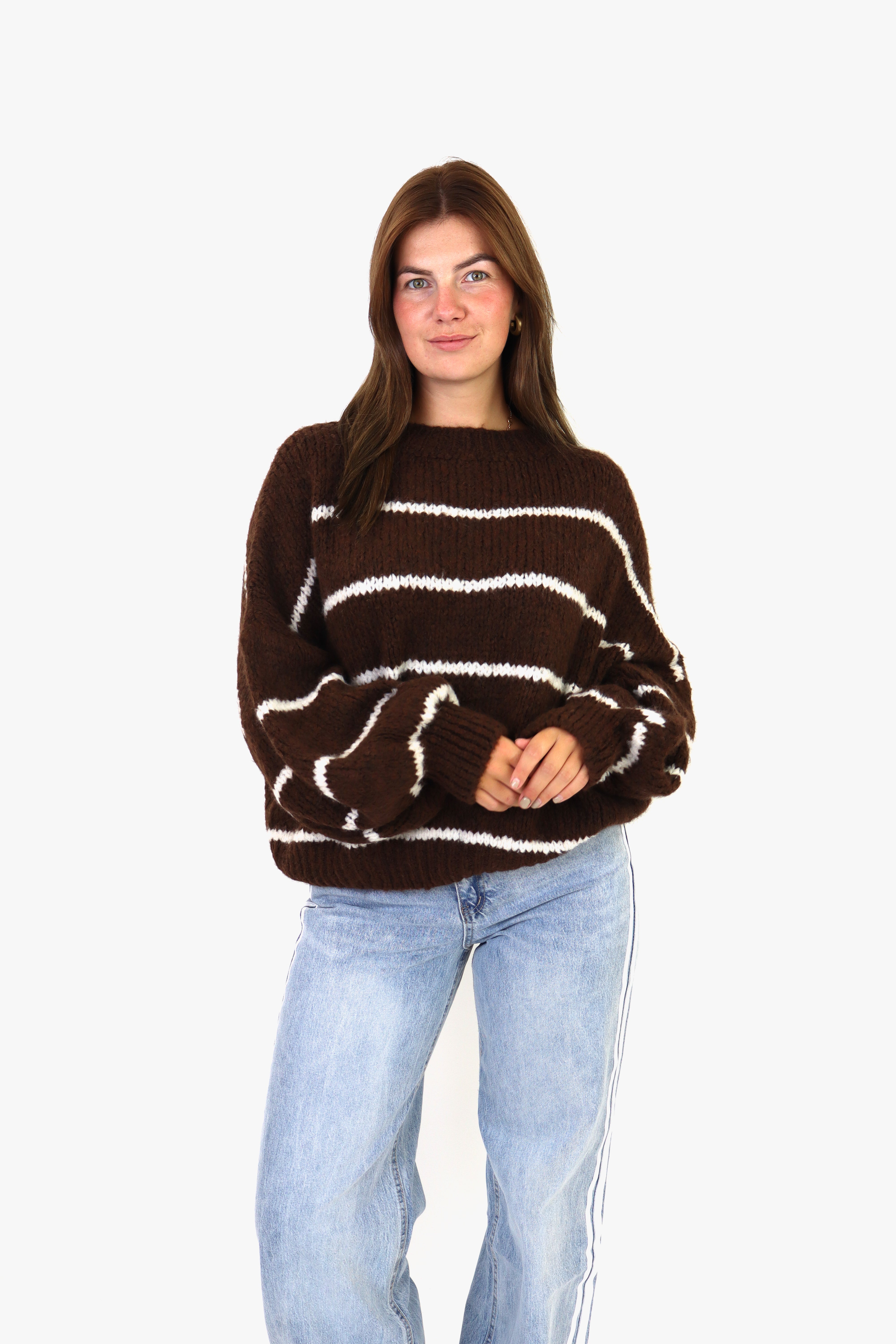 Ella Striped Sweater Brown