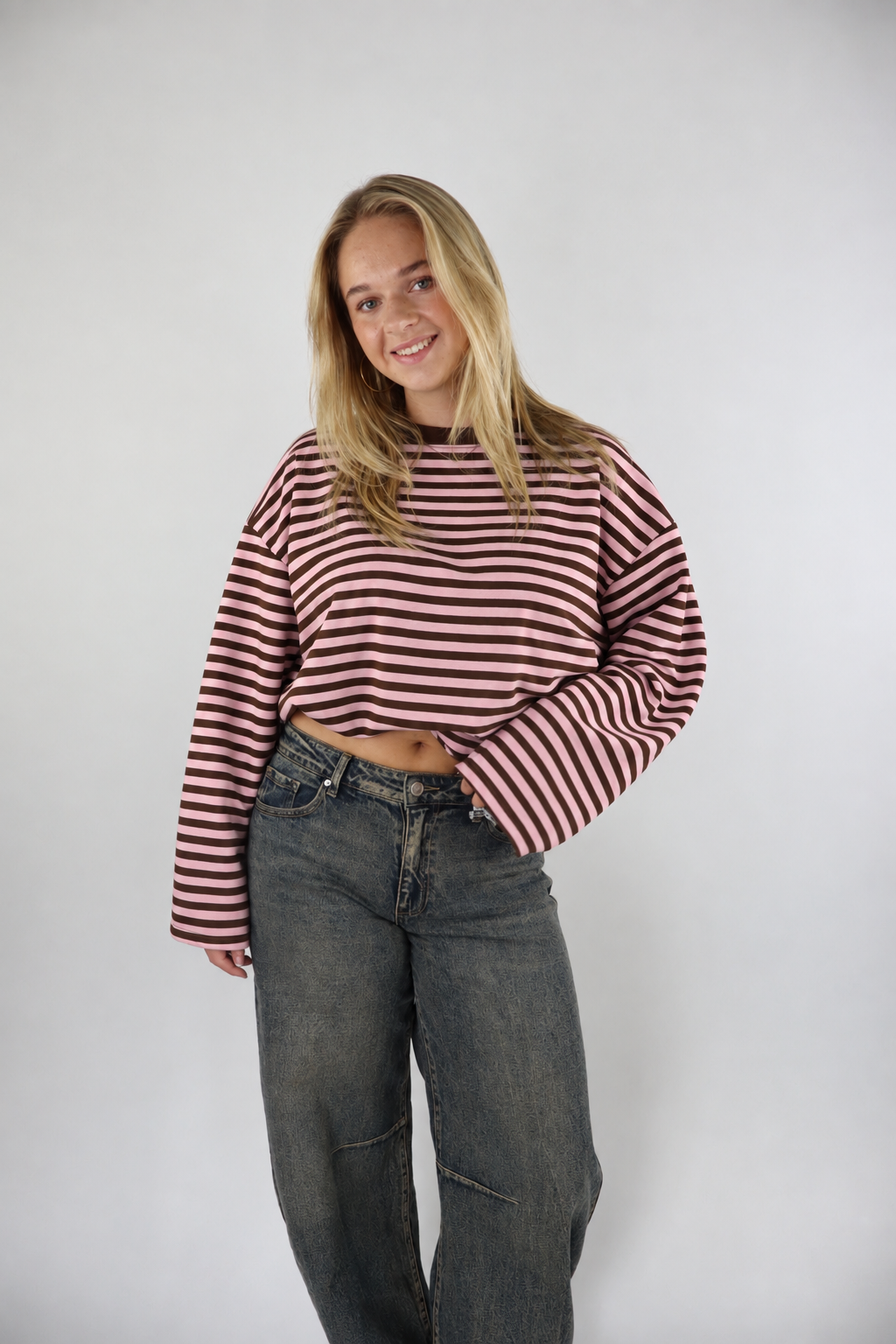 Ambika Striped Sweater Pink/Brown