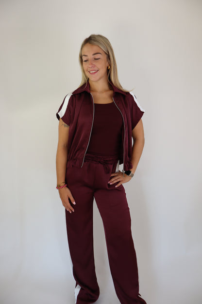 Caitlin Satijnen Broek Bordeaux