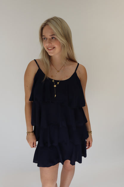 Djamilla Ruffle Jurk Navy