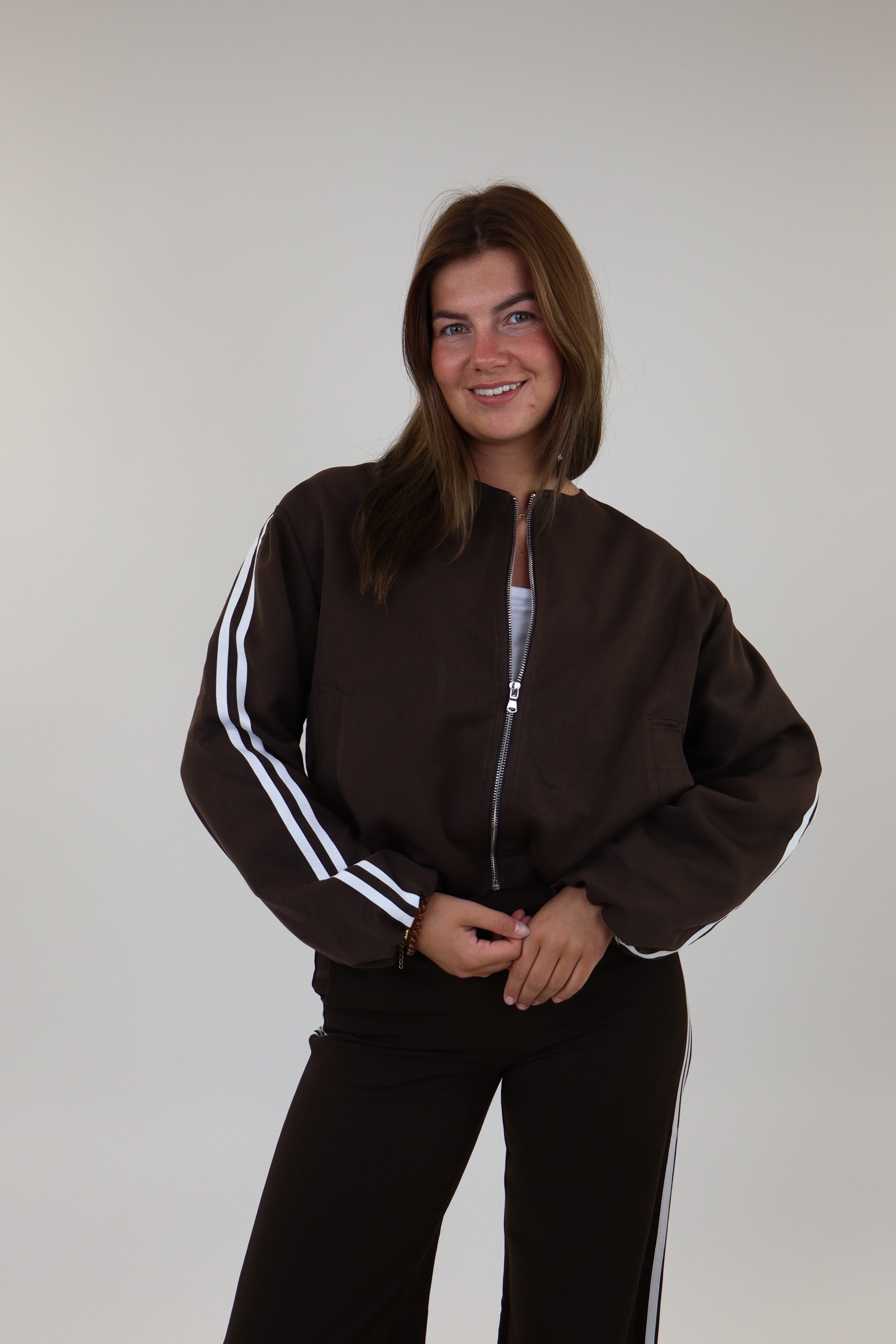 Ivana Striped Jacket | Brown