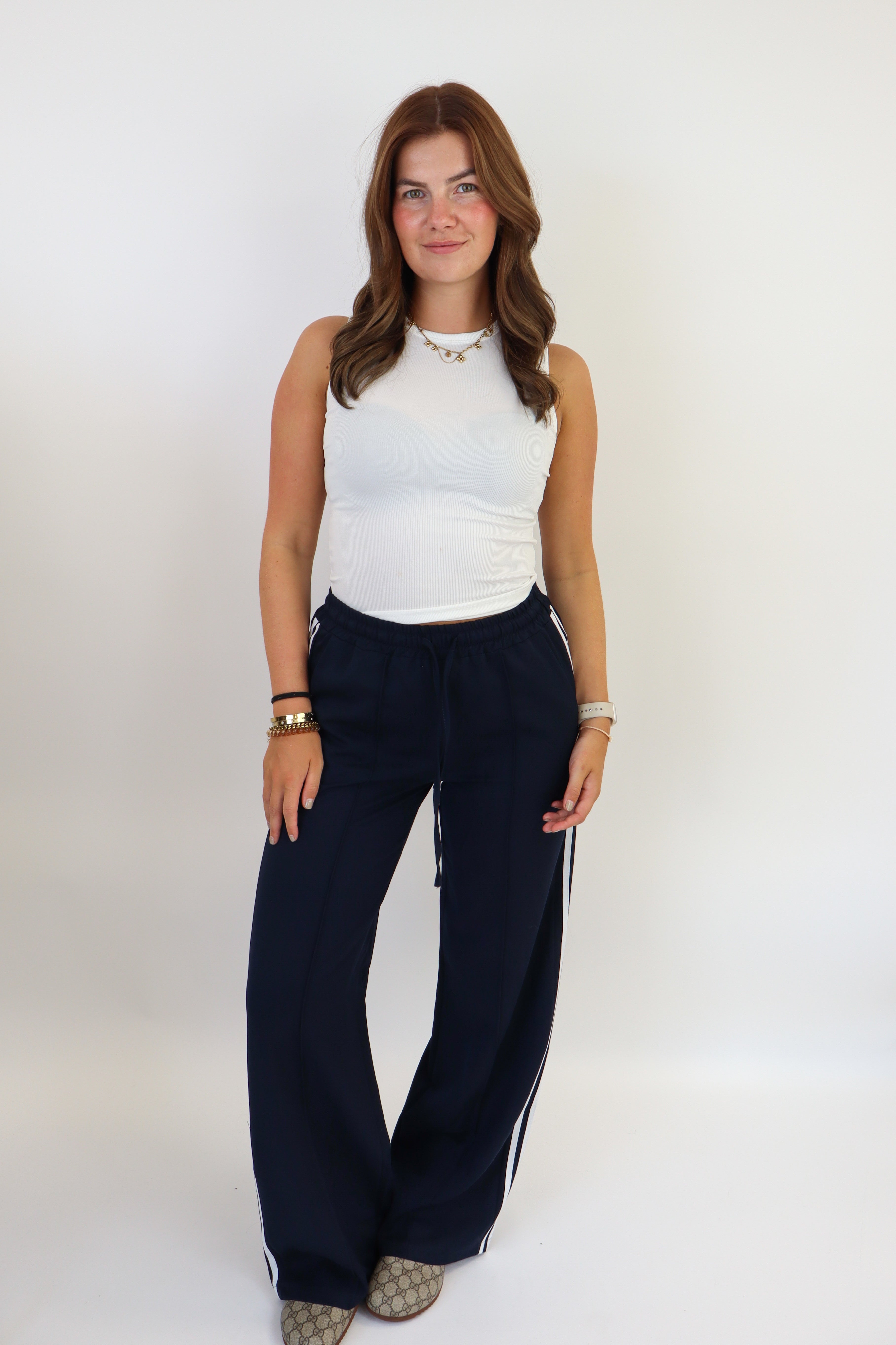 Laure Striped Pants - Navy