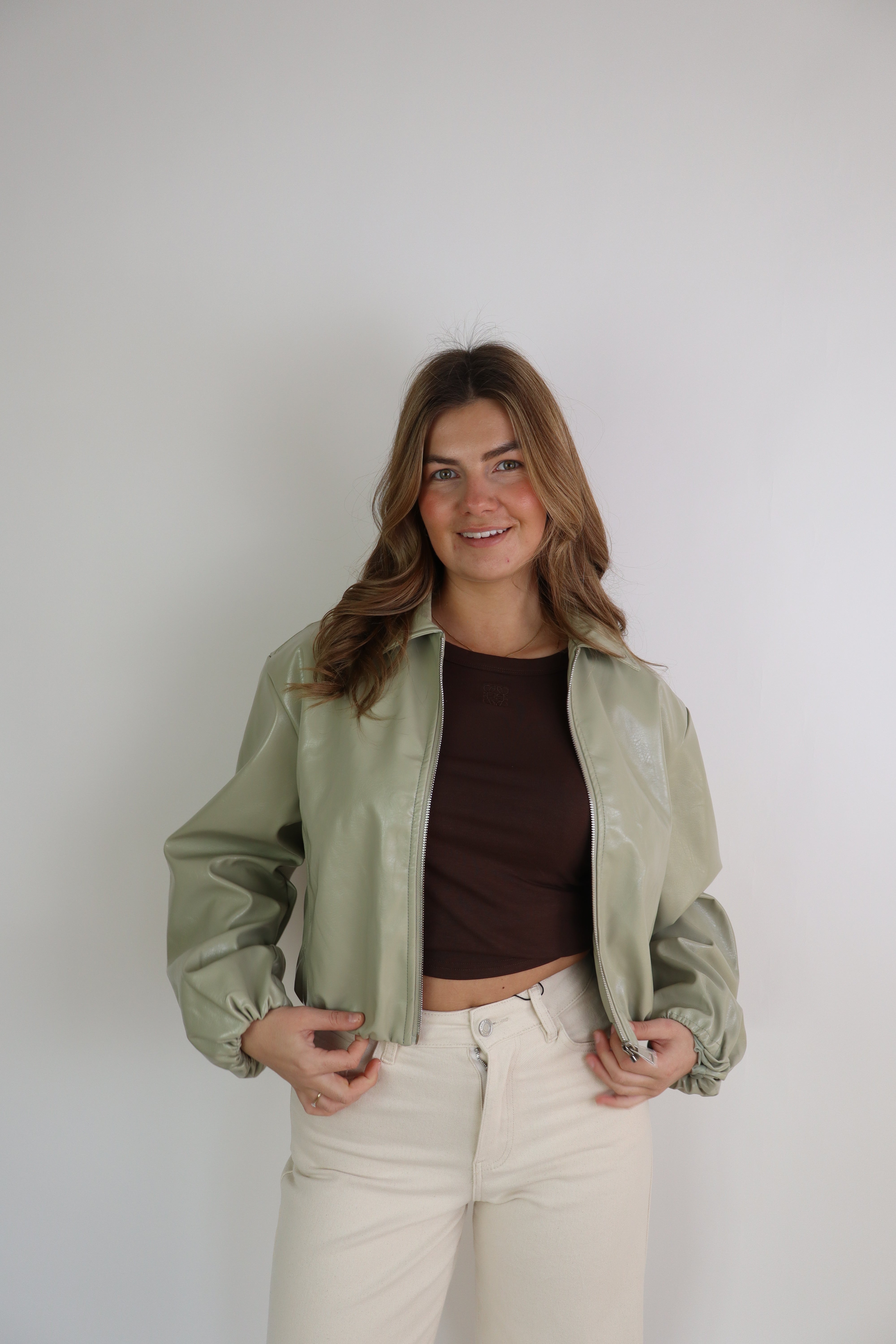 Sophie Leather Jacket Light Green