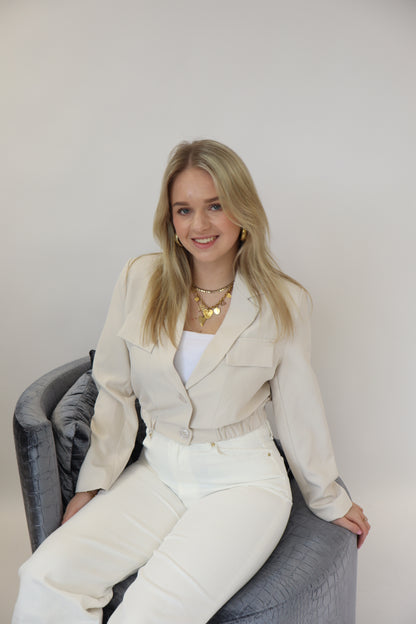 Luna Cropped Blazer Creme