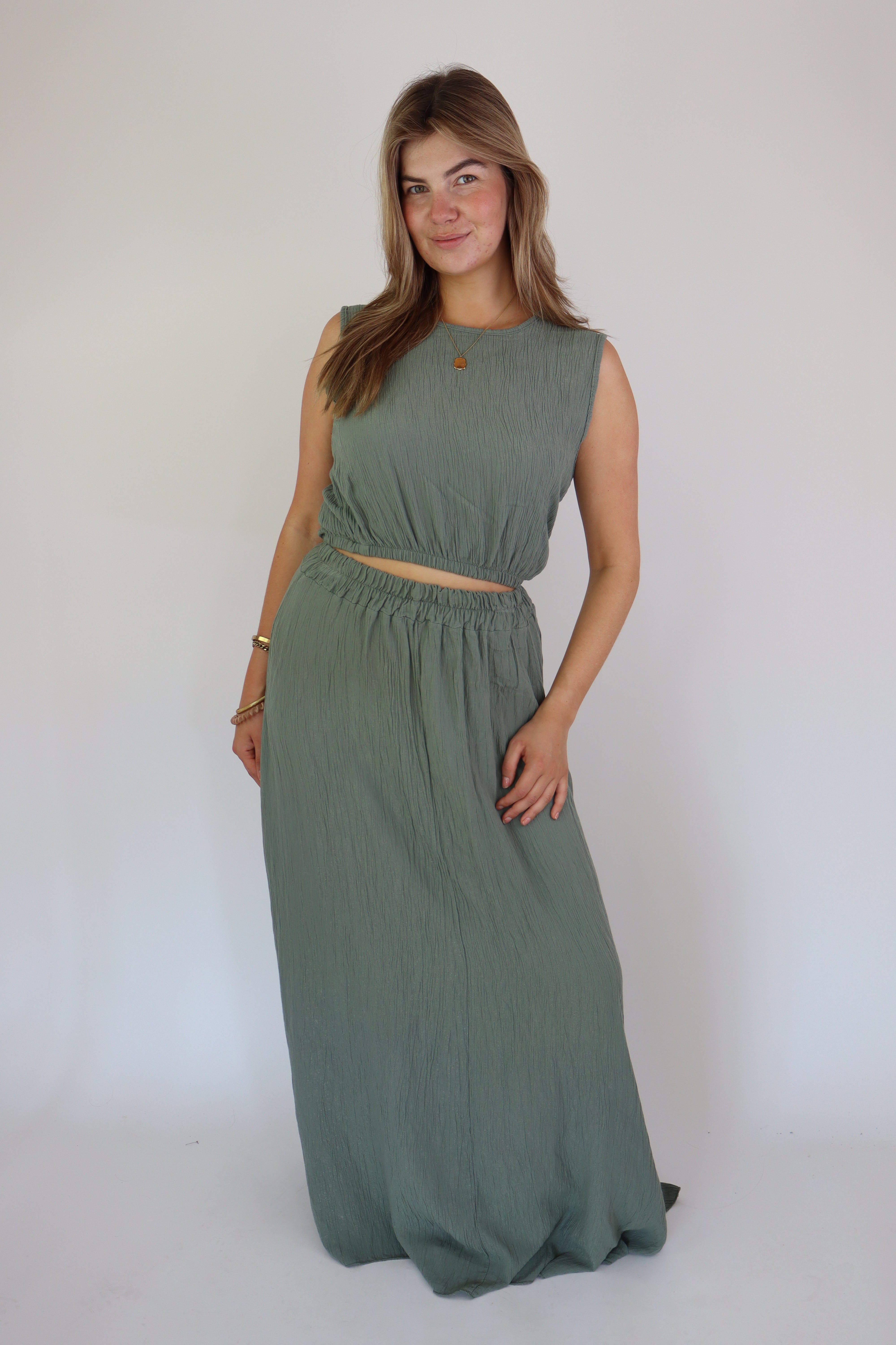 Summer Two Piece Set Army Green