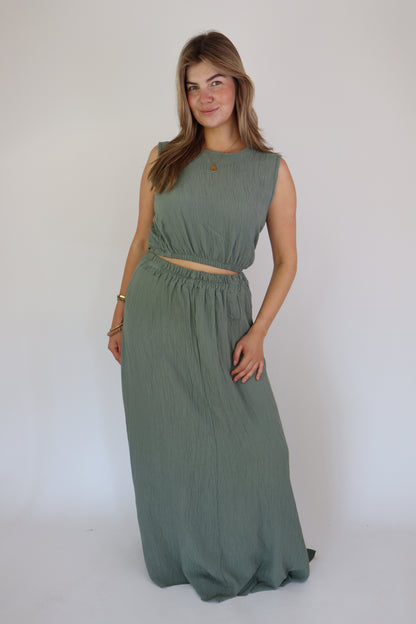 Summer Two Piece Set Army Green