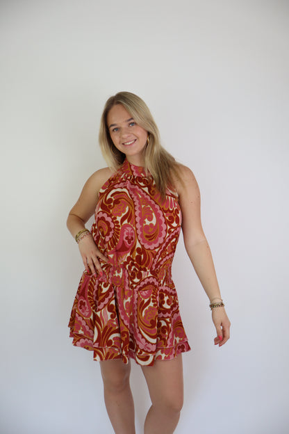 Mara Printed Dress Red