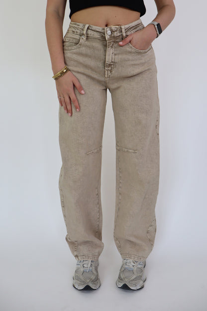 LAULIA BALLOON JEANS TAUPE Y3395-5M