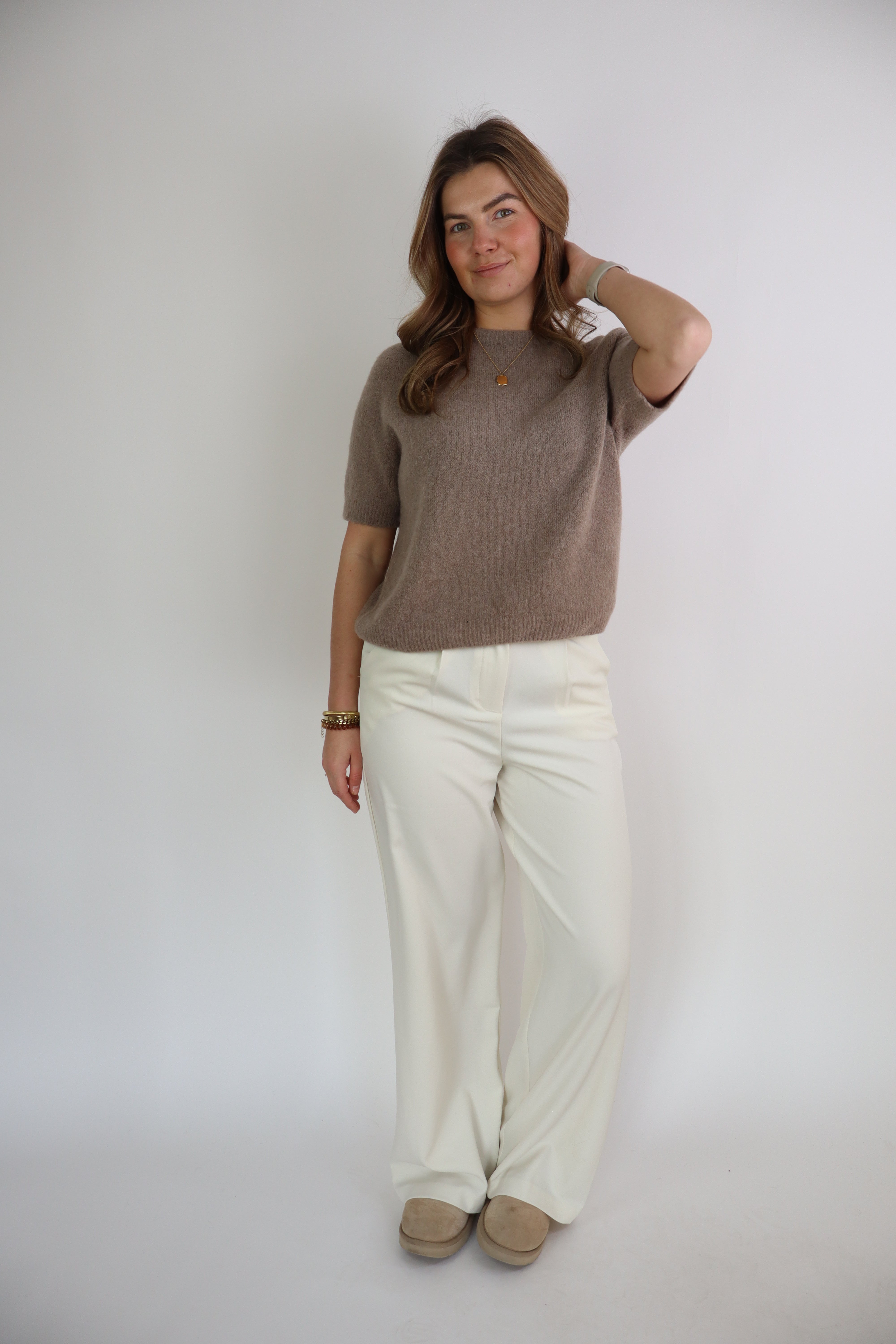 Bowie Wide Leg Pantalon Apricot