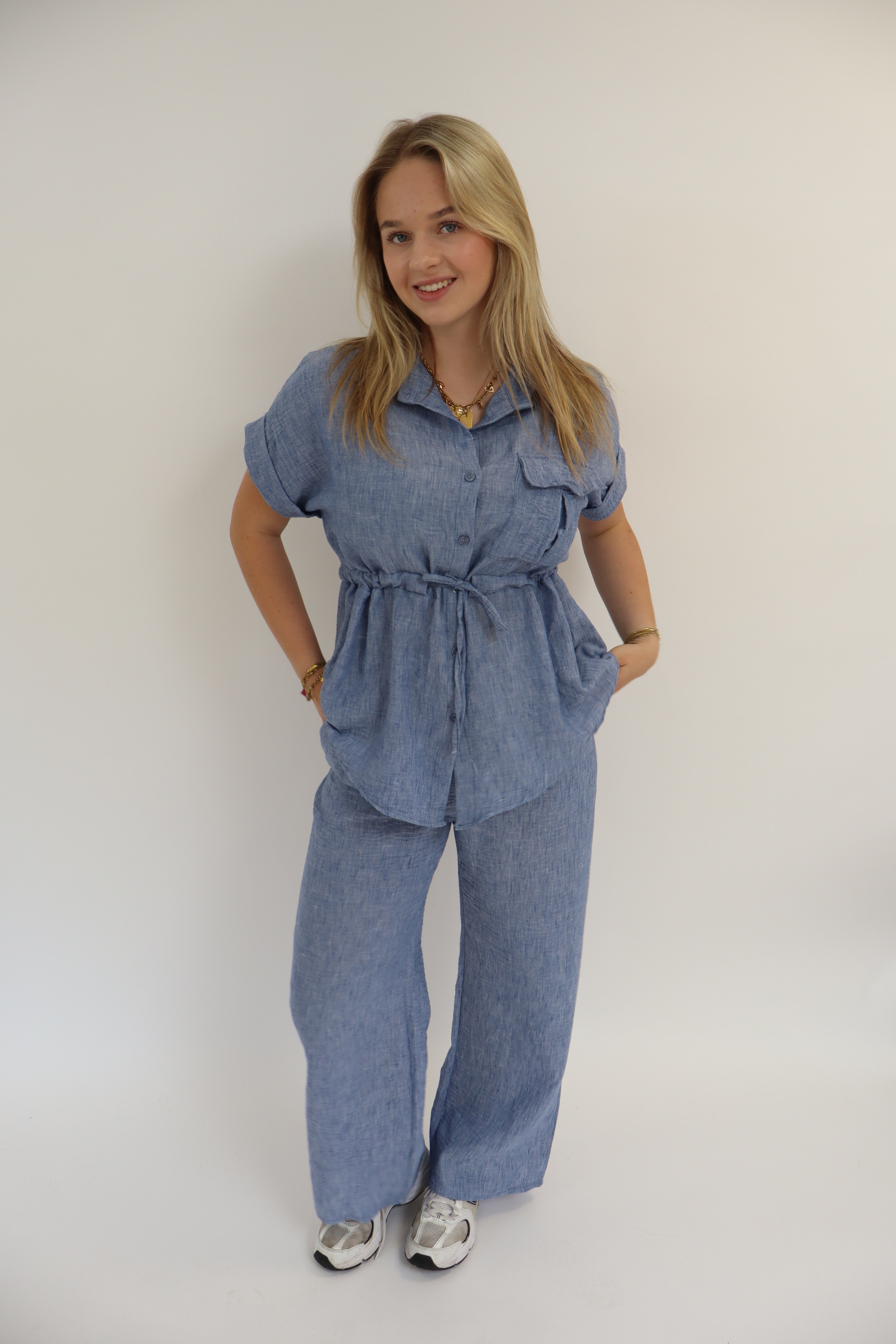 Marie Two Piece Set Denim Blue