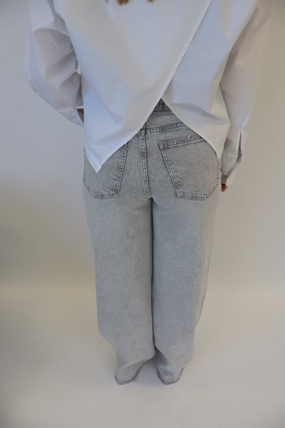 Double Button Jeans Light Grey | W3801-1