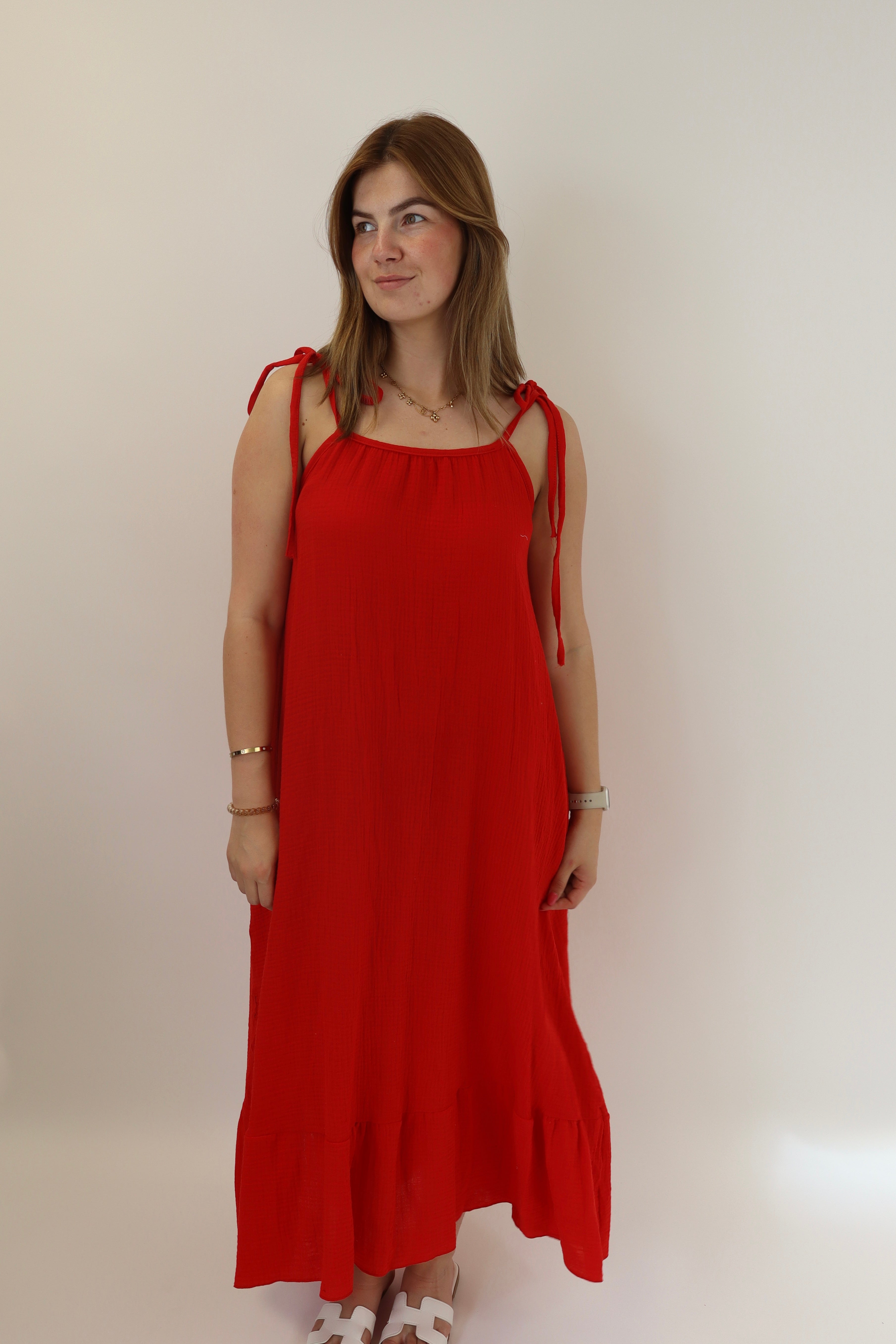 Britney Maxi Bow Dress Red