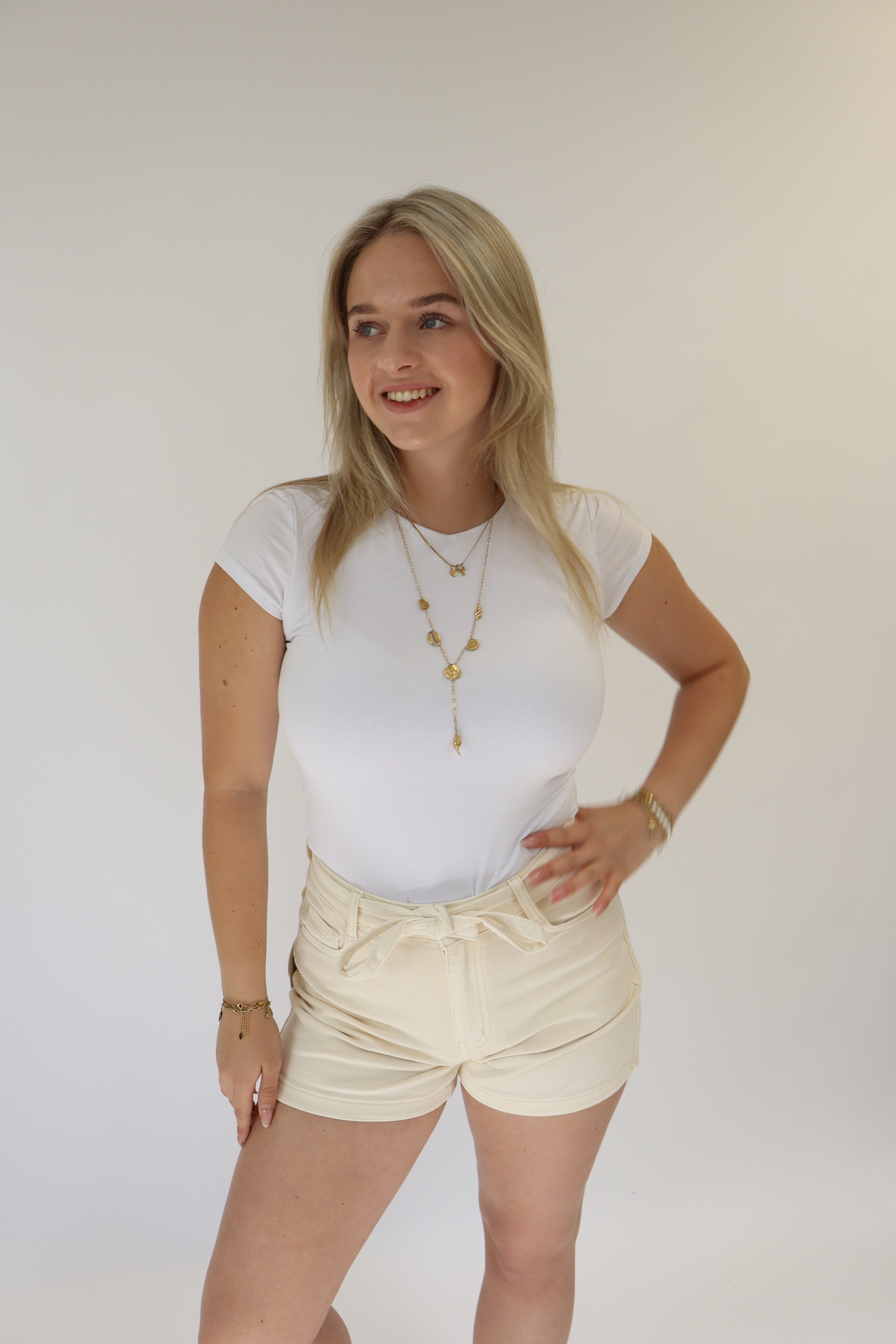 Renee Denim Short Beige | RD9051-3