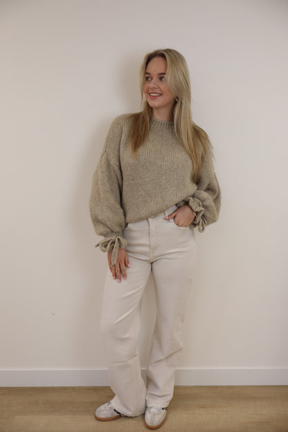 Wide Leg Jeans Beige W3376-K