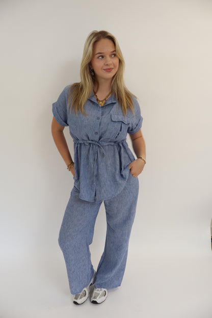 Marie Two Piece Set Denim Blue