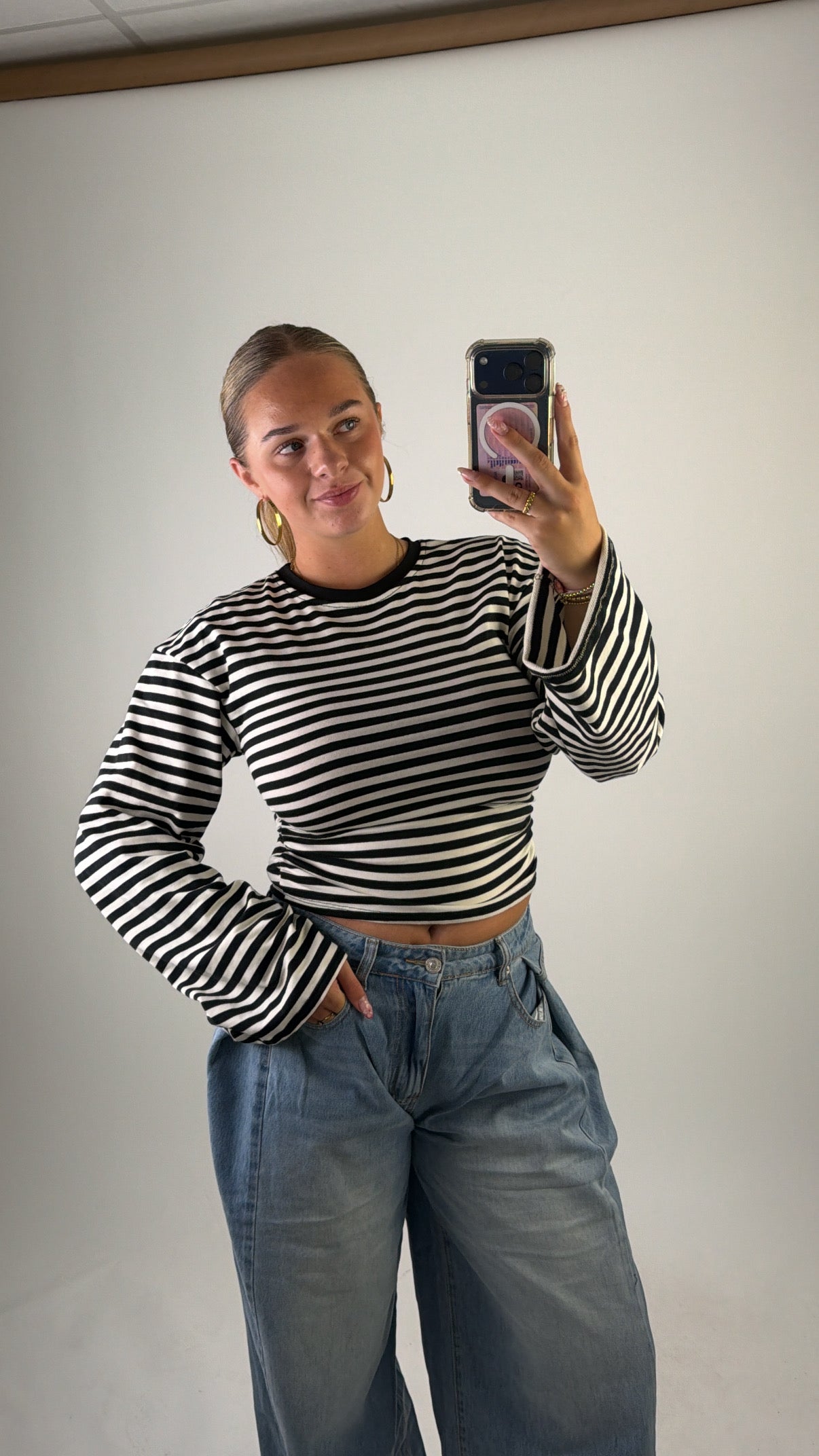 Elaine Striped Top Black/White