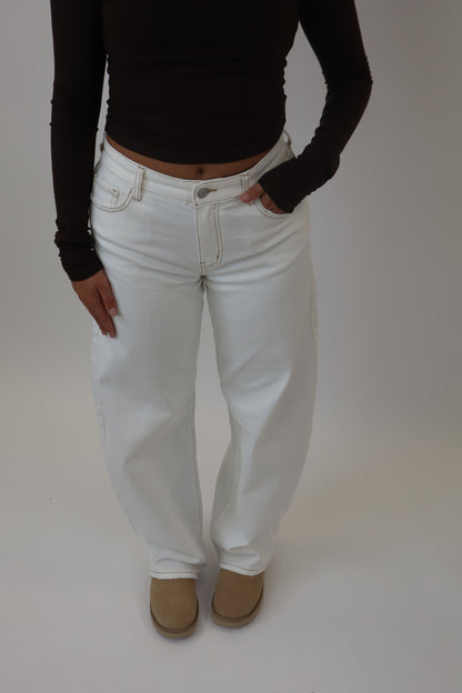 Nadia Mid Waist Balloon Jeans | White W3717-B
