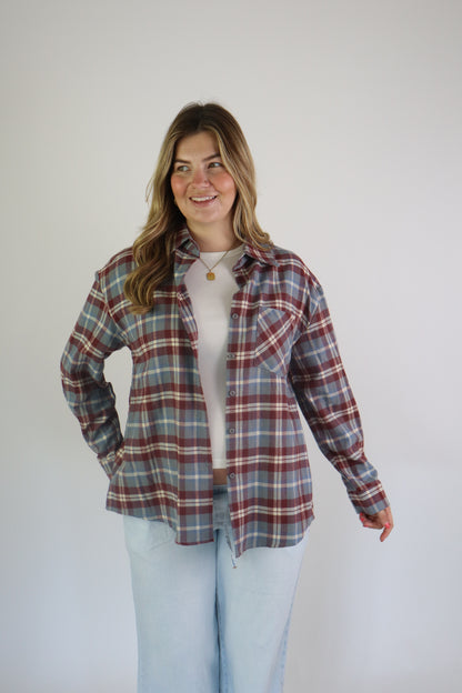 Ruitjes Blouse Ambika Bordeaux