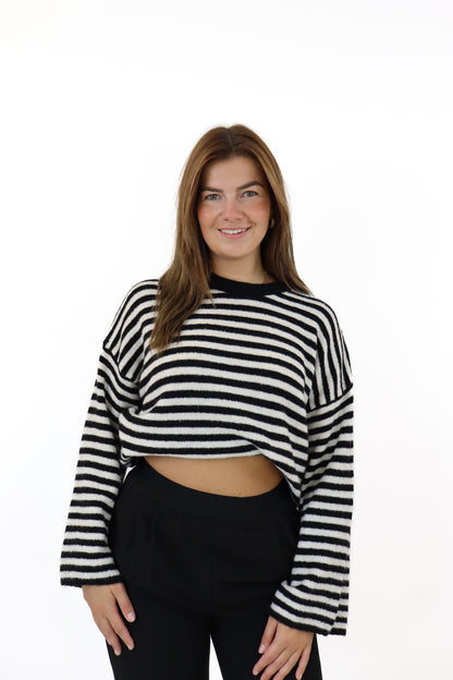 Myrthe Striped Sweater | Black