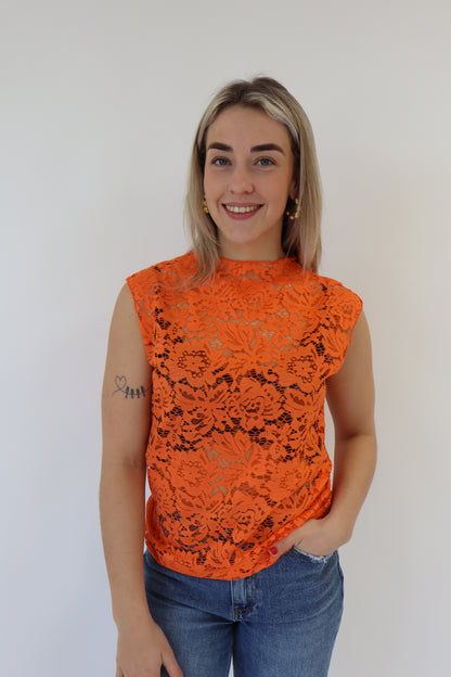 Anna Lace Top Orange