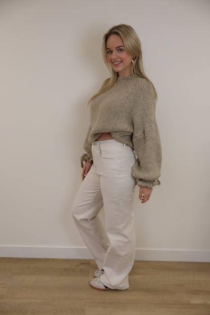 Wide Leg Jeans Beige W3376-K
