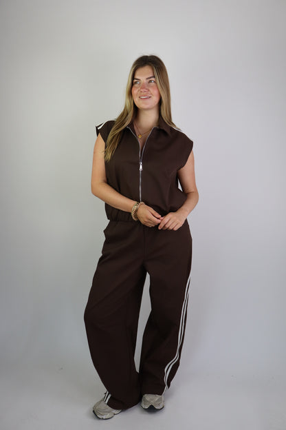 Ambika Striped Gilet Brown