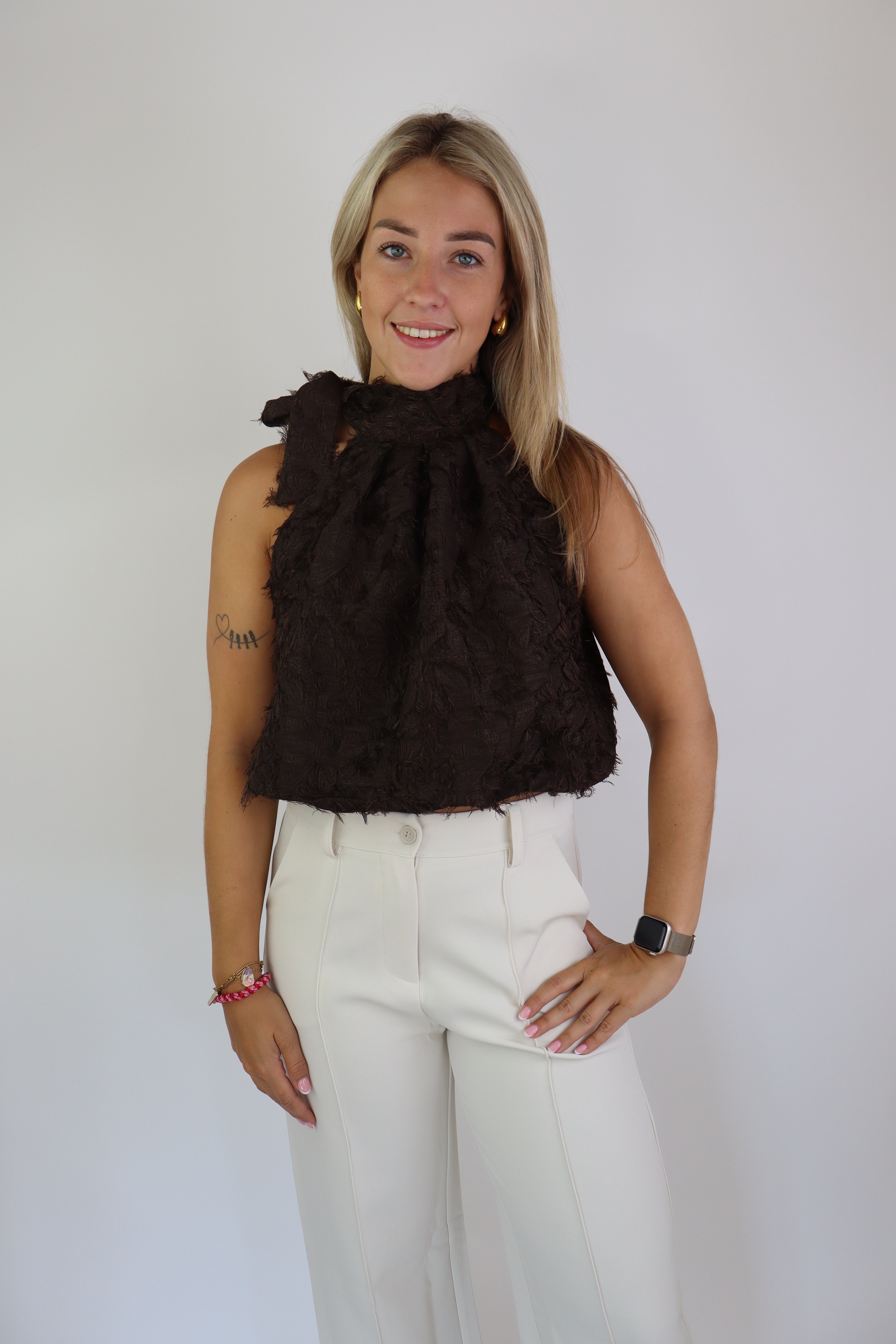 Dani Feather Top Brown