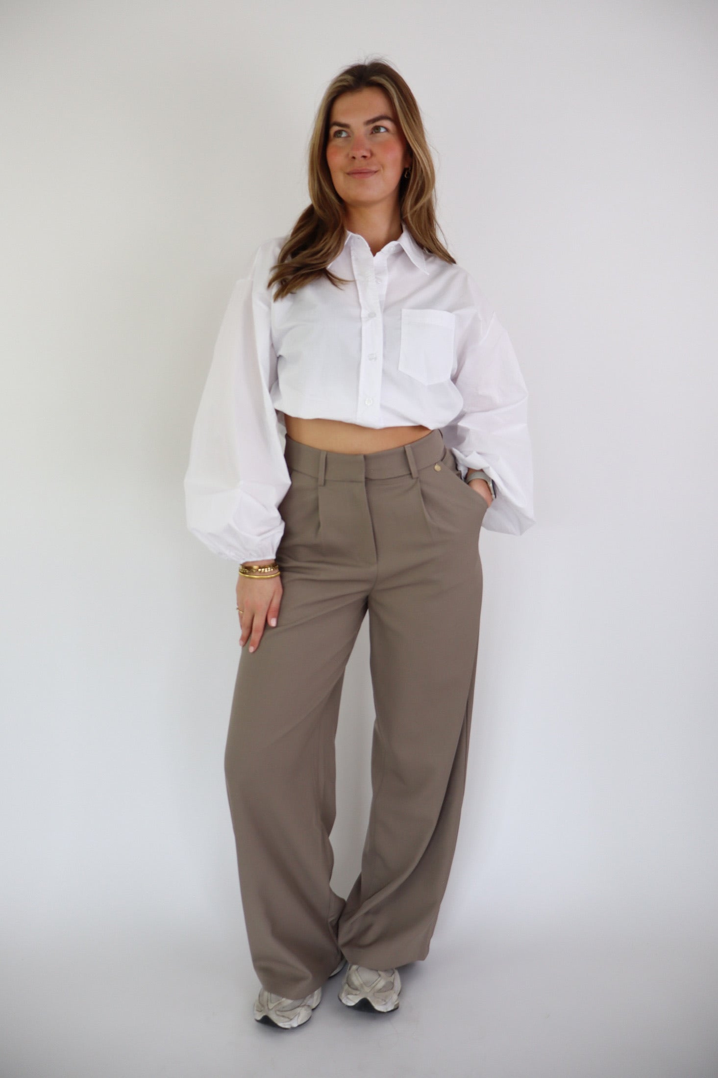 Bowie Wide Leg Pantalon Taupe