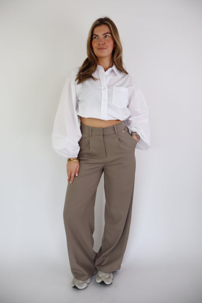 Bowie Wide Leg Pantalon Taupe