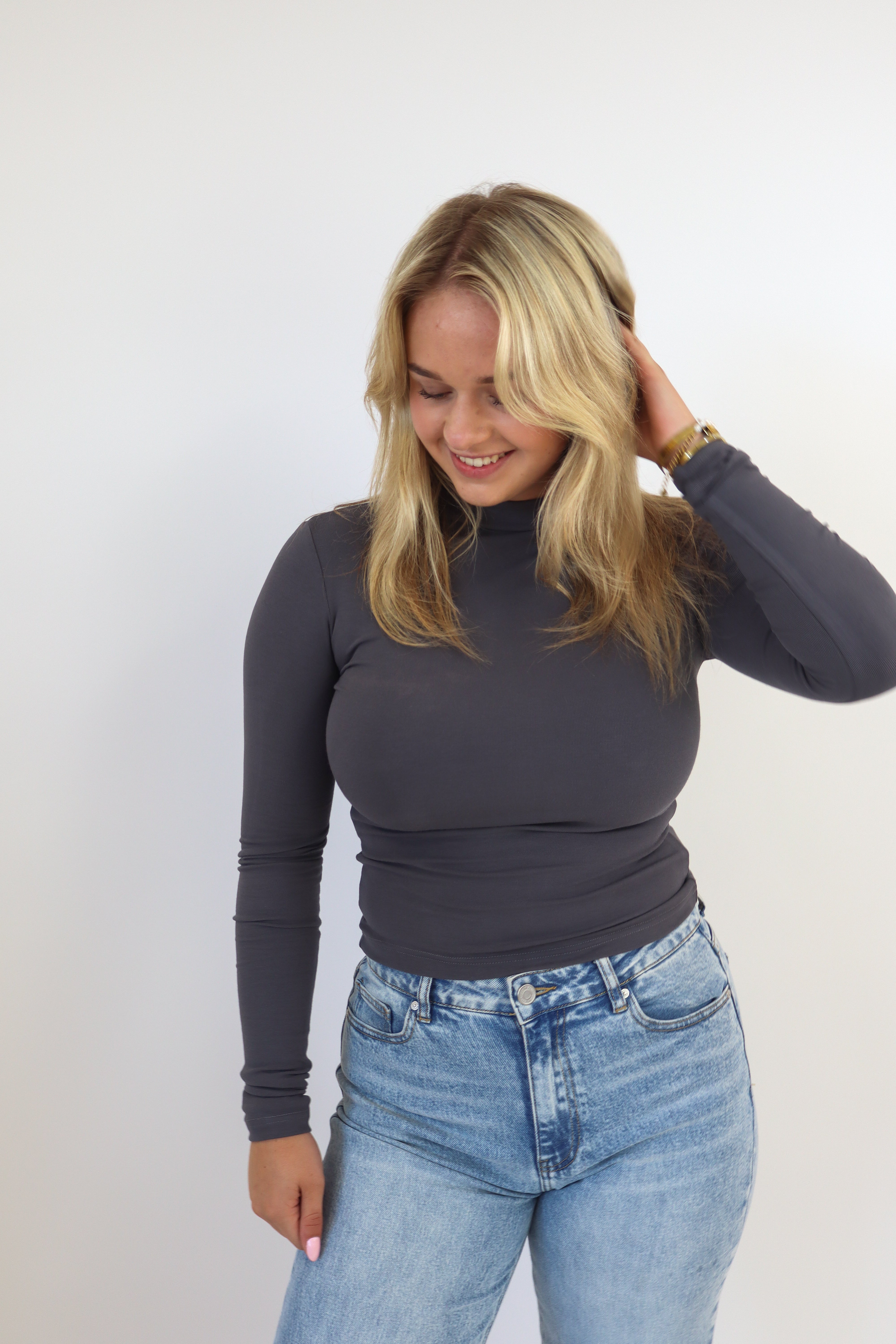 Leanne Long Sleeve Top - Donker grijs