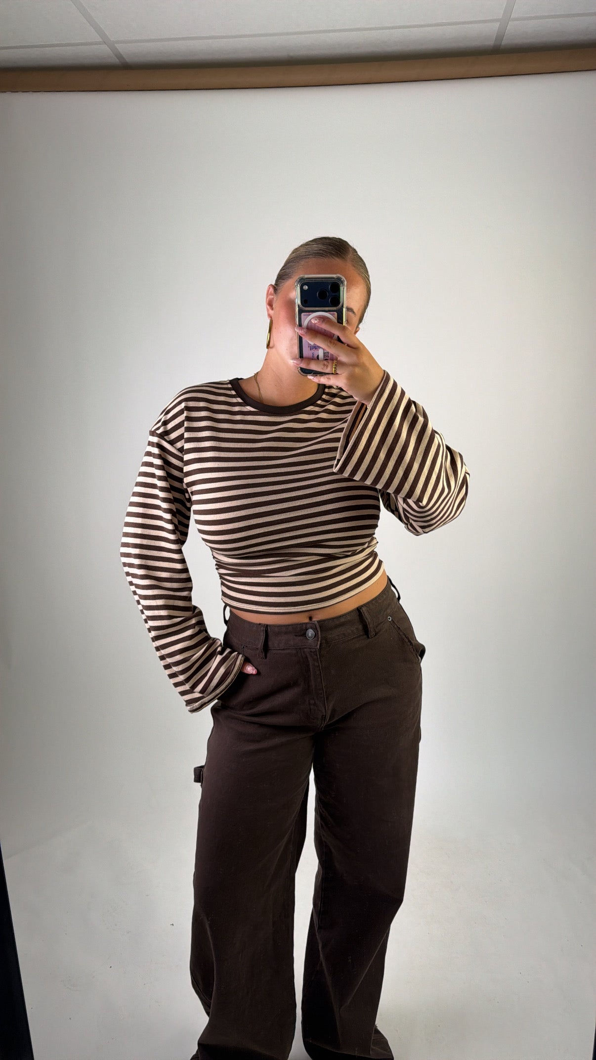 Elaine Striped Top Brown/Beige