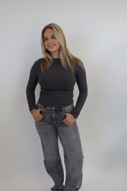 Destroyed Tall Wide Leg Jeans Grey - BK3863