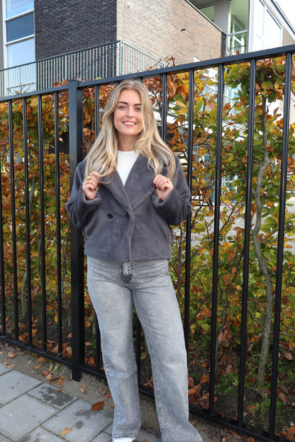 Lizzy Fluffy Jacket Dark Grey