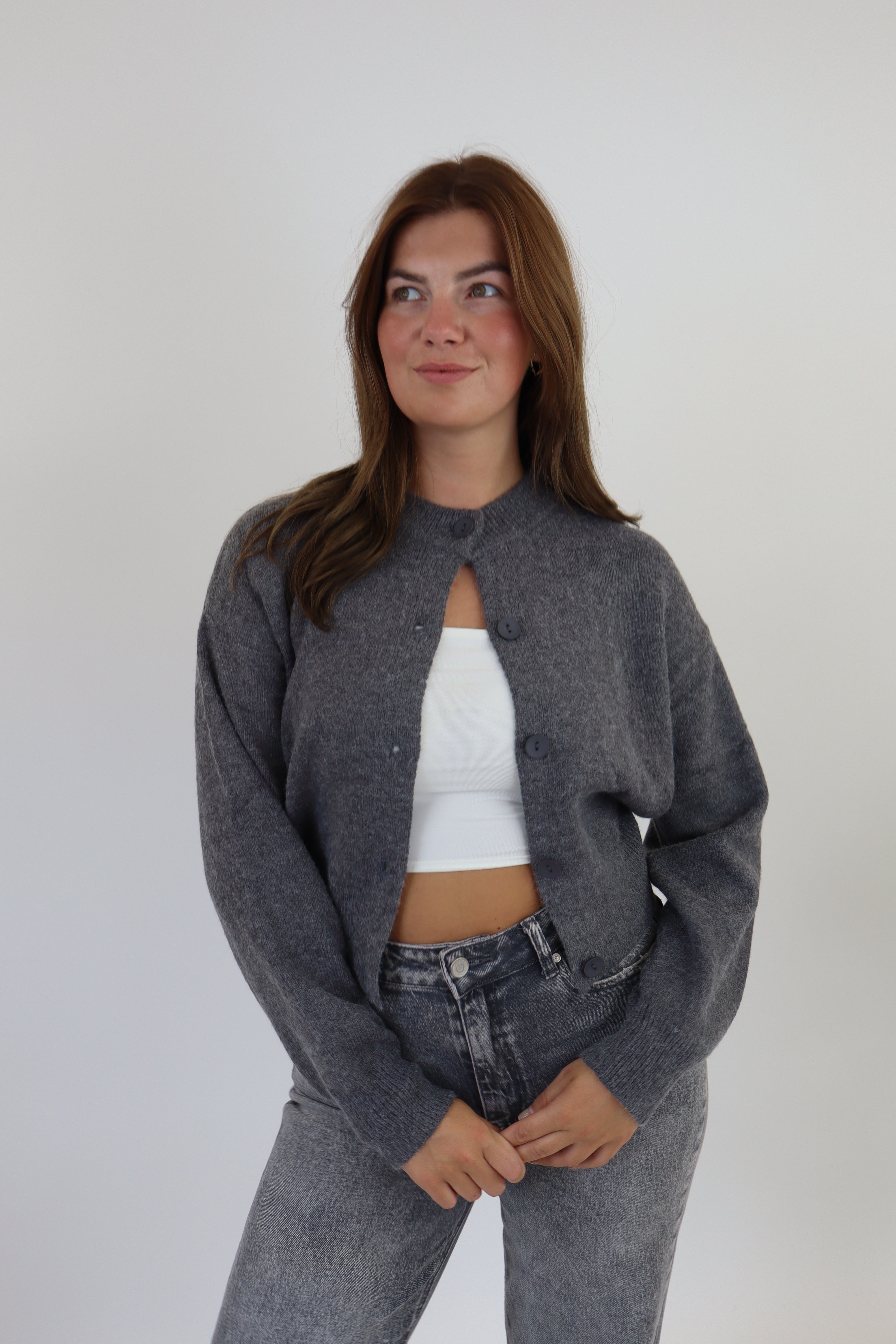 By Kie Knitted Cardigan Dark Grey