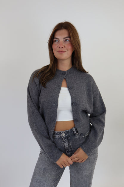 By Kie Knitted Cardigan Dark Grey