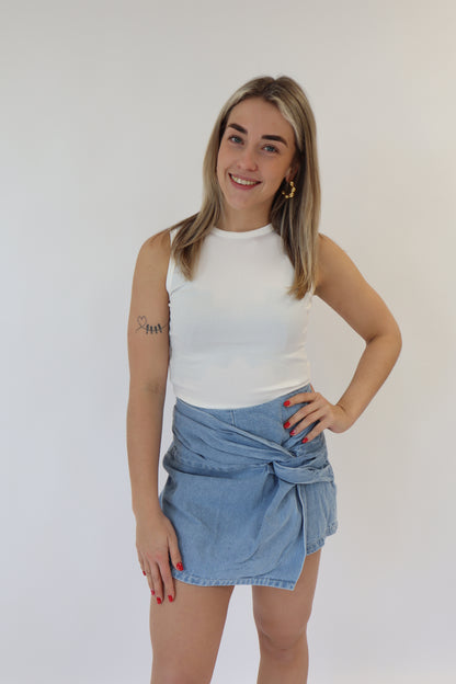 Kris Denim Skort Light Blue