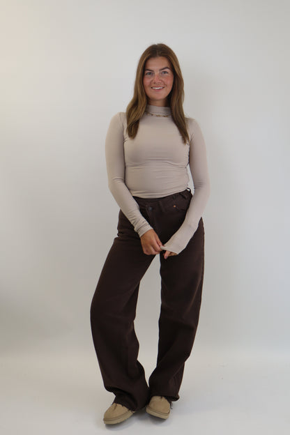 Double Button Tall Jeans Brown BK3856-C