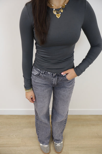 Nina Wide Leg Jeans Grey | W3552-7