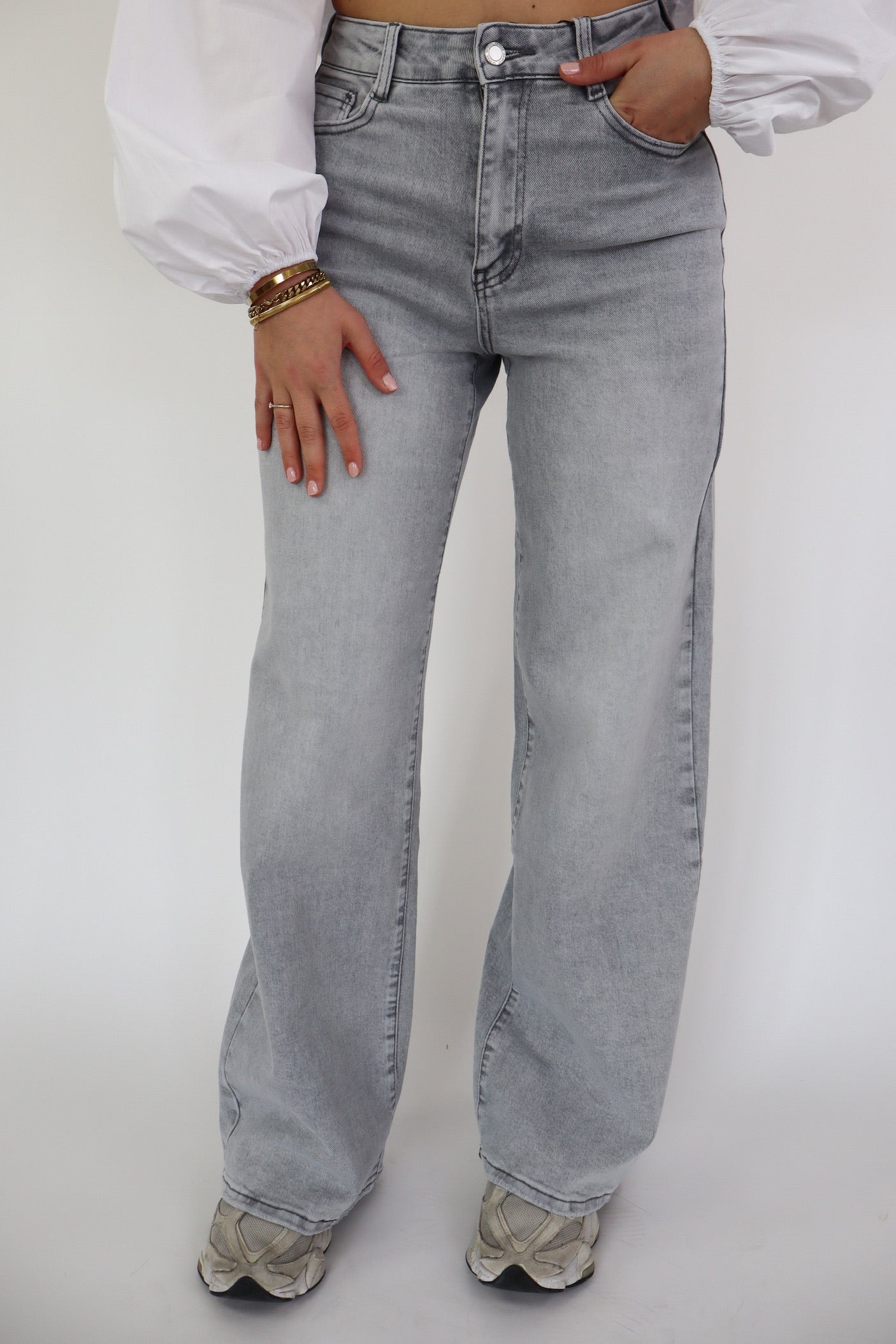 LAULIA DAD FIT JEANS GREY T6078-4
