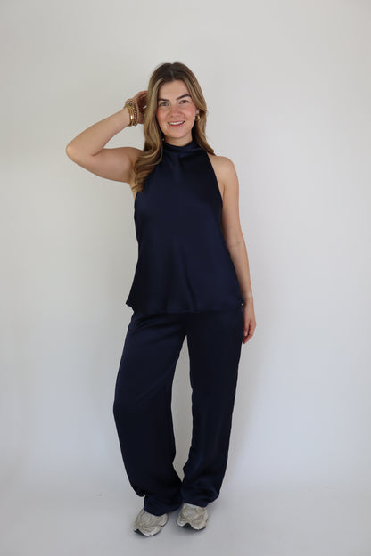 Satijnen Broek Navy