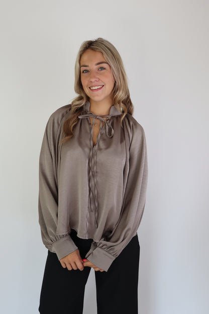 Layla Satijnen Blouse Taupe
