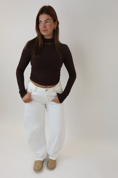 Nadia Mid Waist Balloon Jeans | White W3717-B
