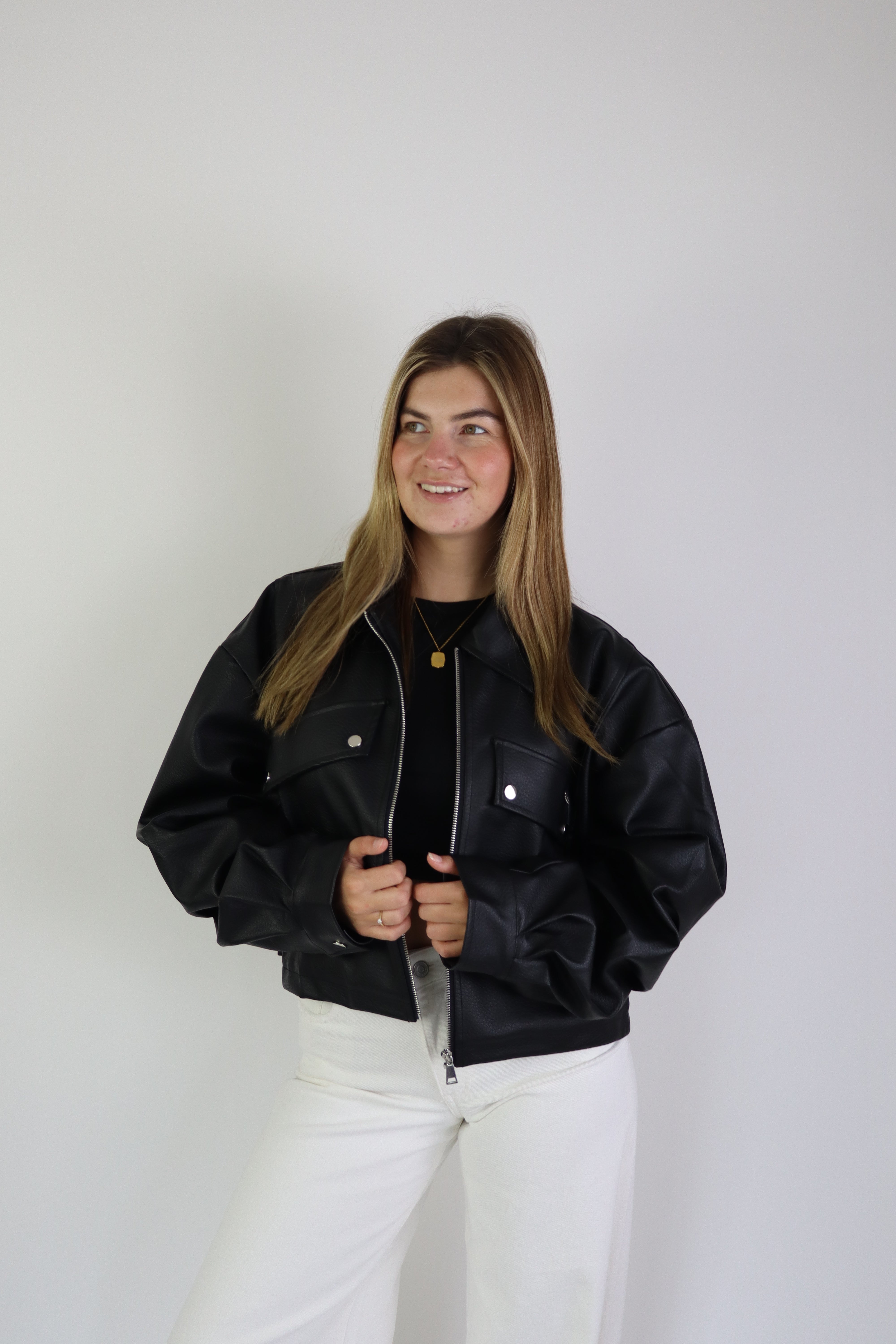 Jaeli Leather Jacket Black