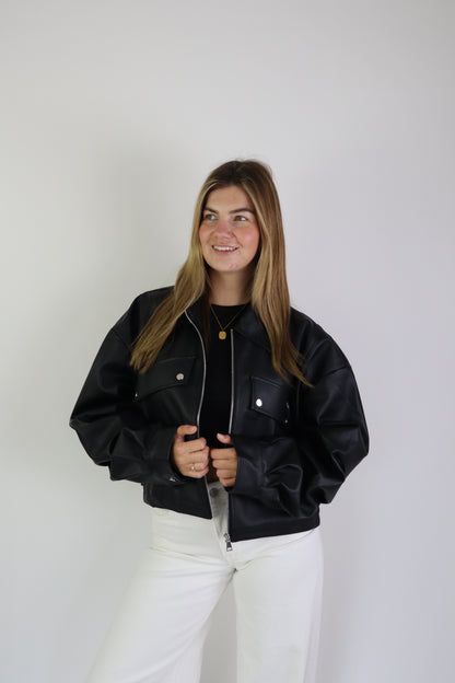 Jaeli Leather Jacket Black