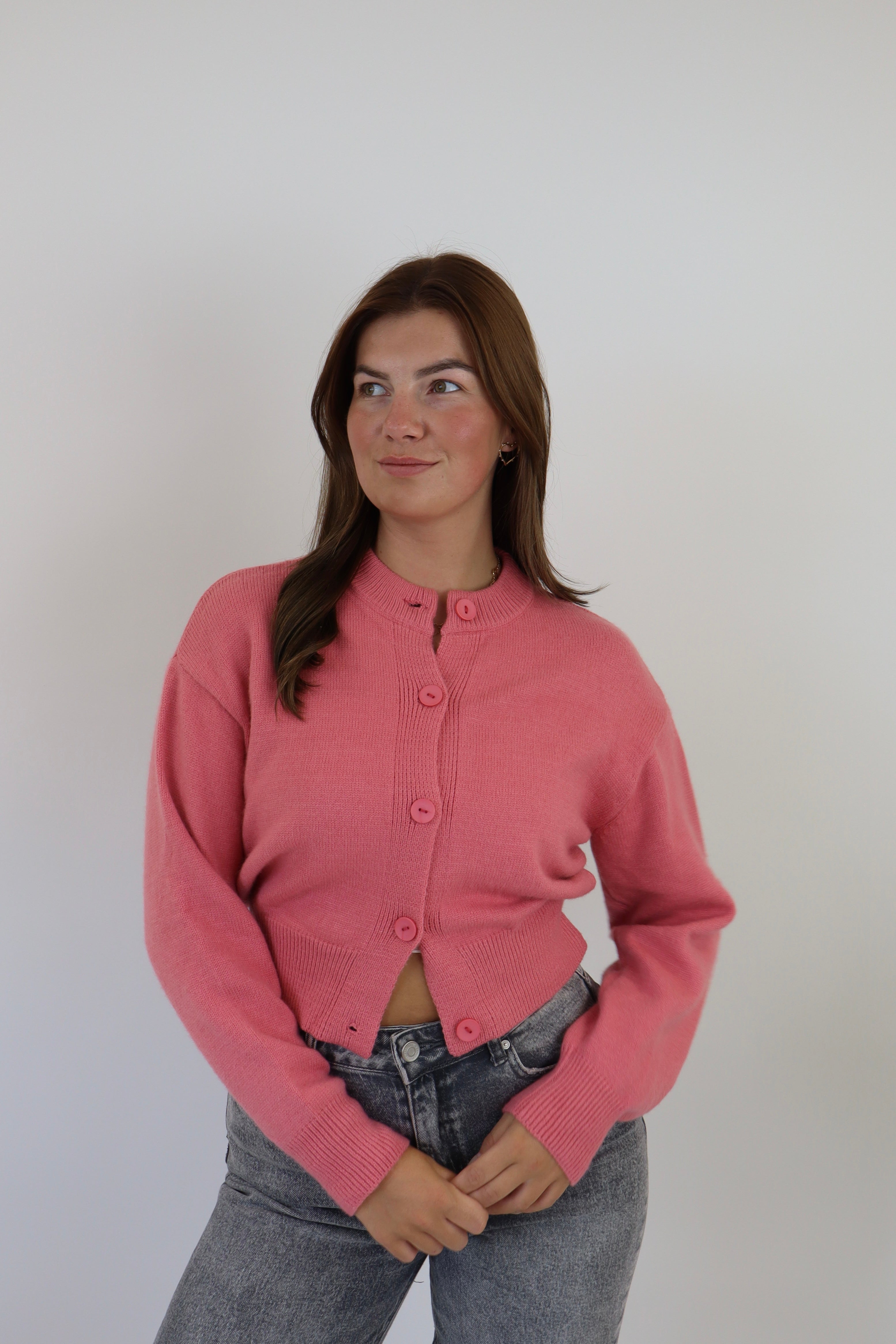 By Kie Knitted Cardigan Roze
